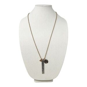 TWO TONE THANKFUL VERTICAL CHARM, TREE OF LIFE, HEART CHARM NECKLACE